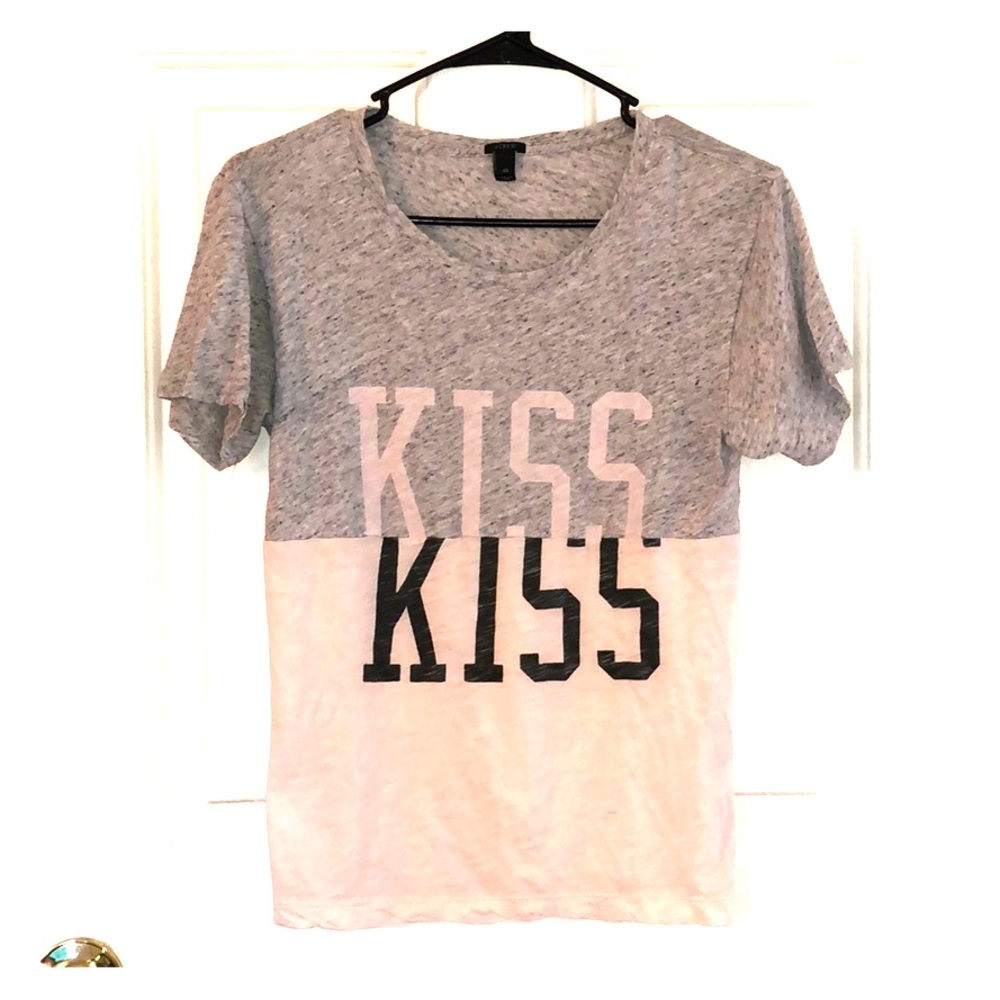 J Crew colorblock t shirt grey pink